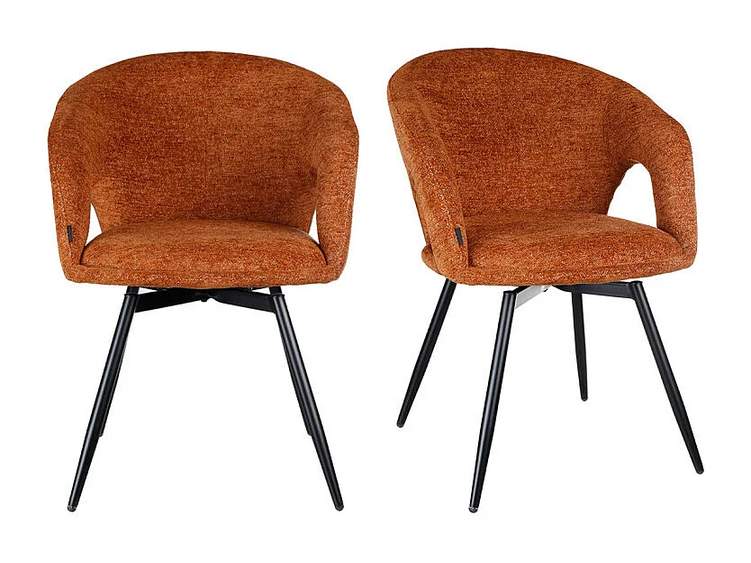 Lot de 2 chaises rotatives 180° en tissu doux terracotta - ALEX