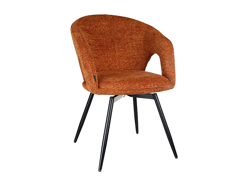 Chaise rotative 180° en tissu doux terracotta et pieds métal - ALEX
