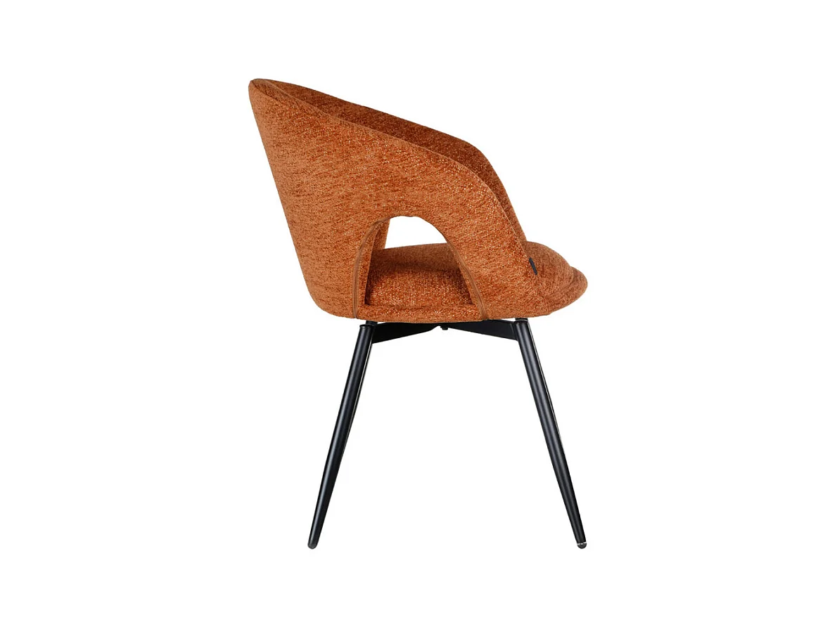 Chaise rotative 180° en tissu doux terracotta et pieds métal - ALEX