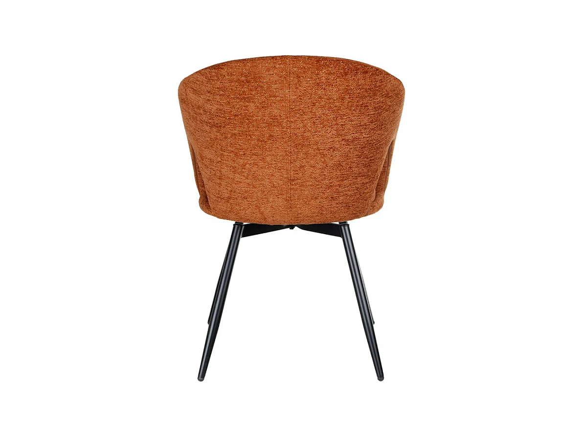 Chaise rotative 180° en tissu doux terracotta et pieds métal - ALEX