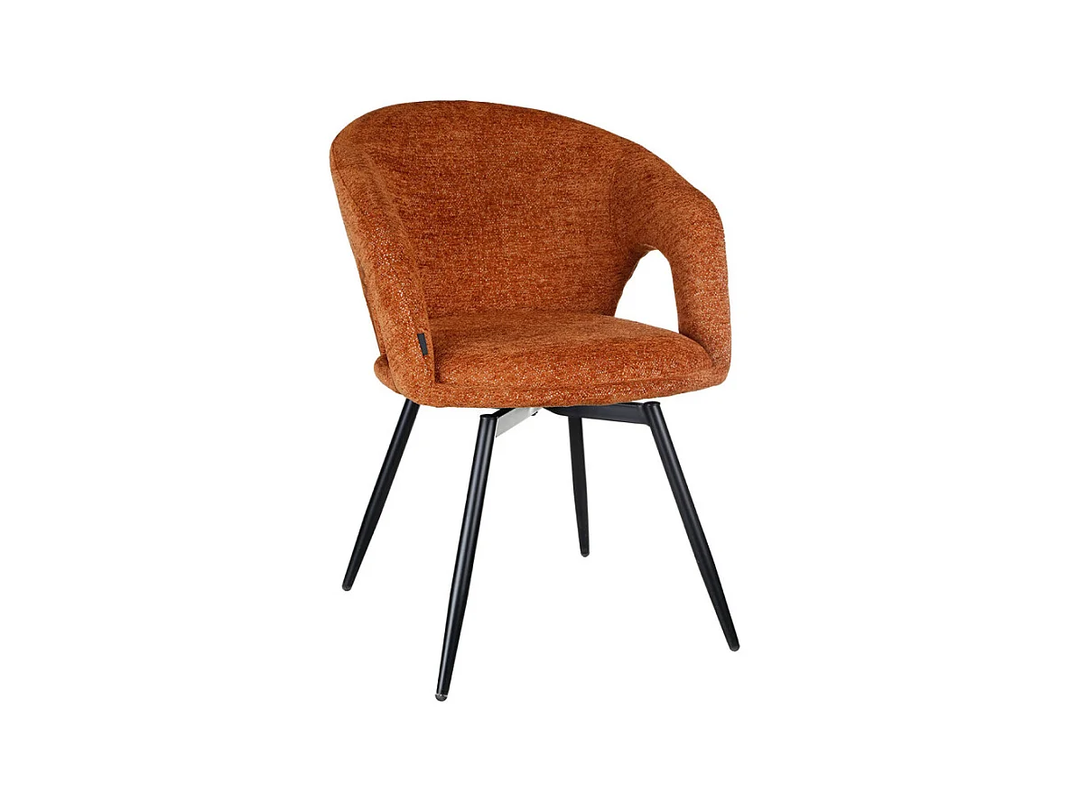 Chaise rotative 180° en tissu doux terracotta et pieds métal - ALEX