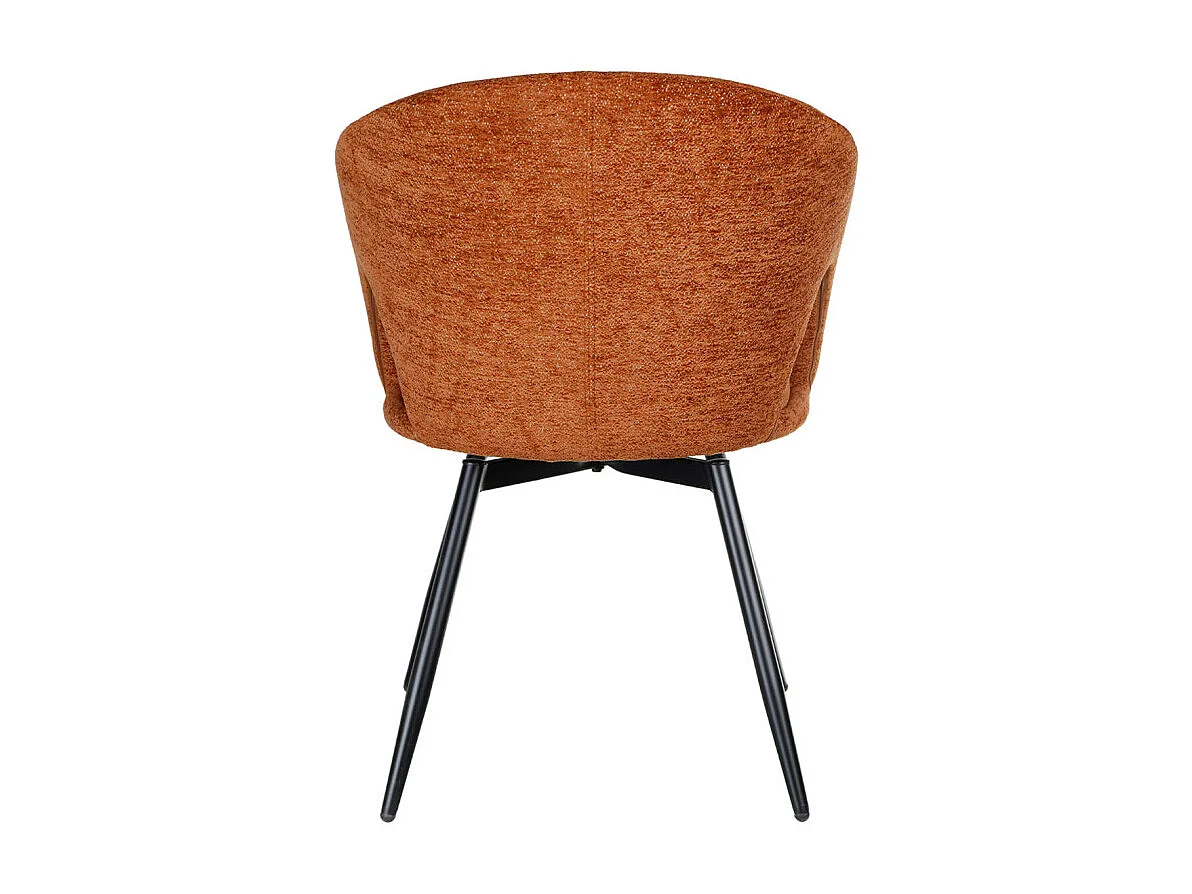 Chaise rotative 180° en tissu doux terracotta et pieds métal - ALEX
