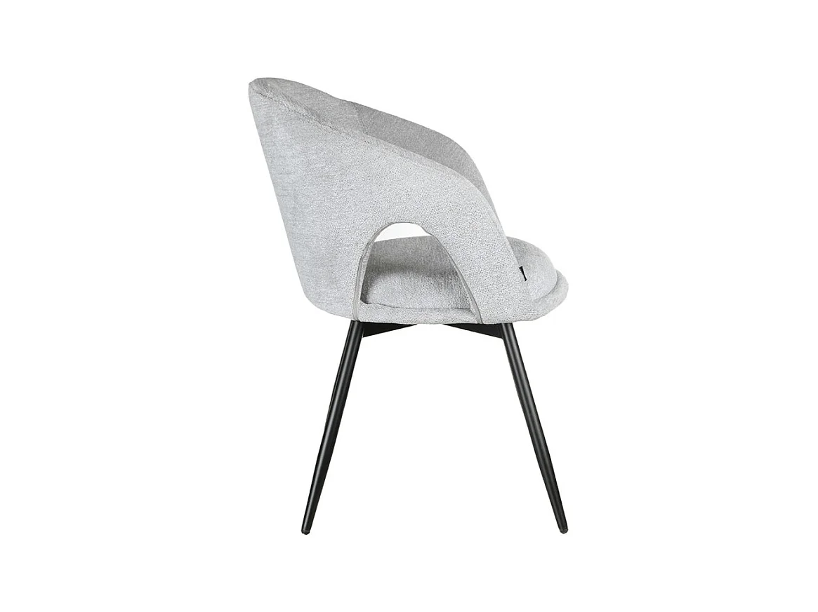 Chaise rotative 180° en tissu doux gris clair et pieds métal - ALEX