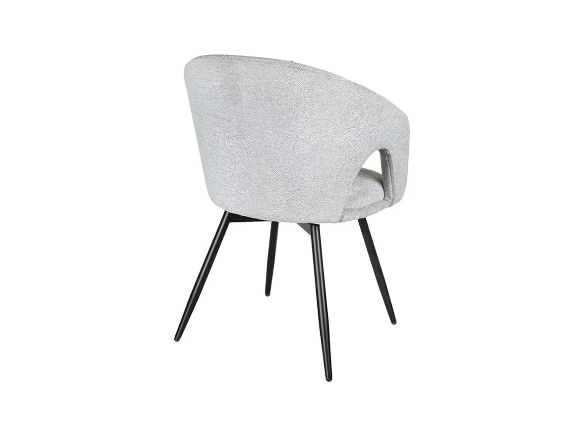 Chaise rotative 180° en tissu doux gris clair et pieds métal - ALEX