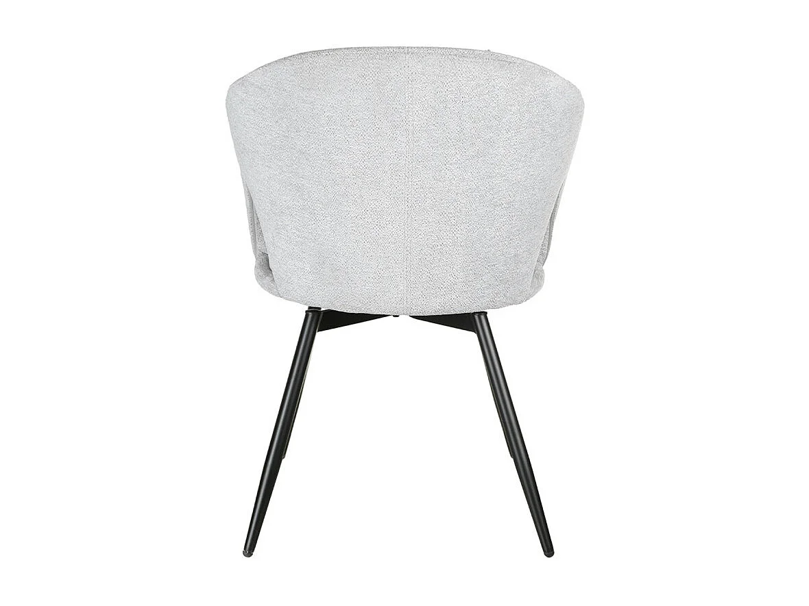 Chaise rotative 180° en tissu doux gris clair et pieds métal - ALEX