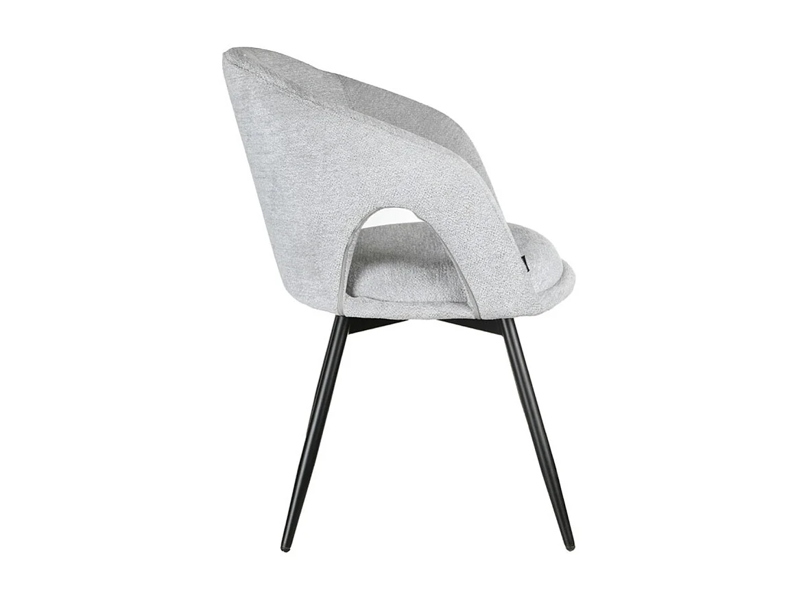 Chaise rotative 180° en tissu doux gris clair et pieds métal - ALEX