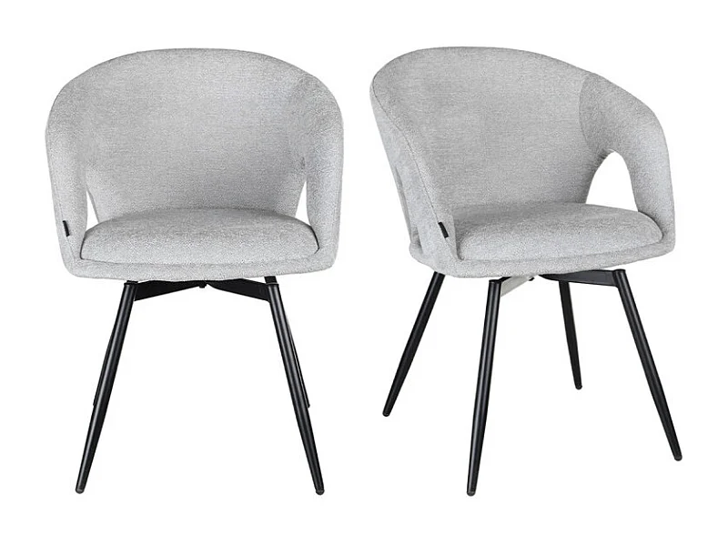 Lot de 2 chaises rotatives 180° en tissu doux gris clair - ALEX
