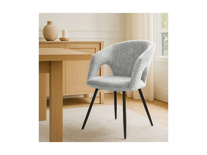 Lot de 2 chaises rotatives 180° en tissu doux gris clair - ALEX