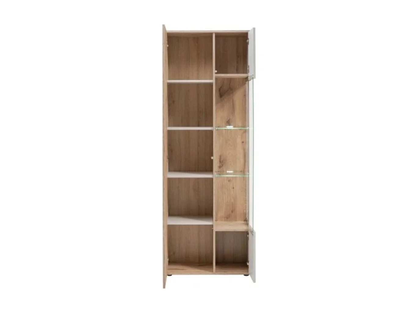 Vitrine ERINA – 2 portes – Chêne clair et beige