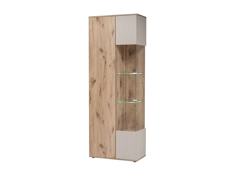 Vitrine ERINA – 2 portes – Chêne clair et beige