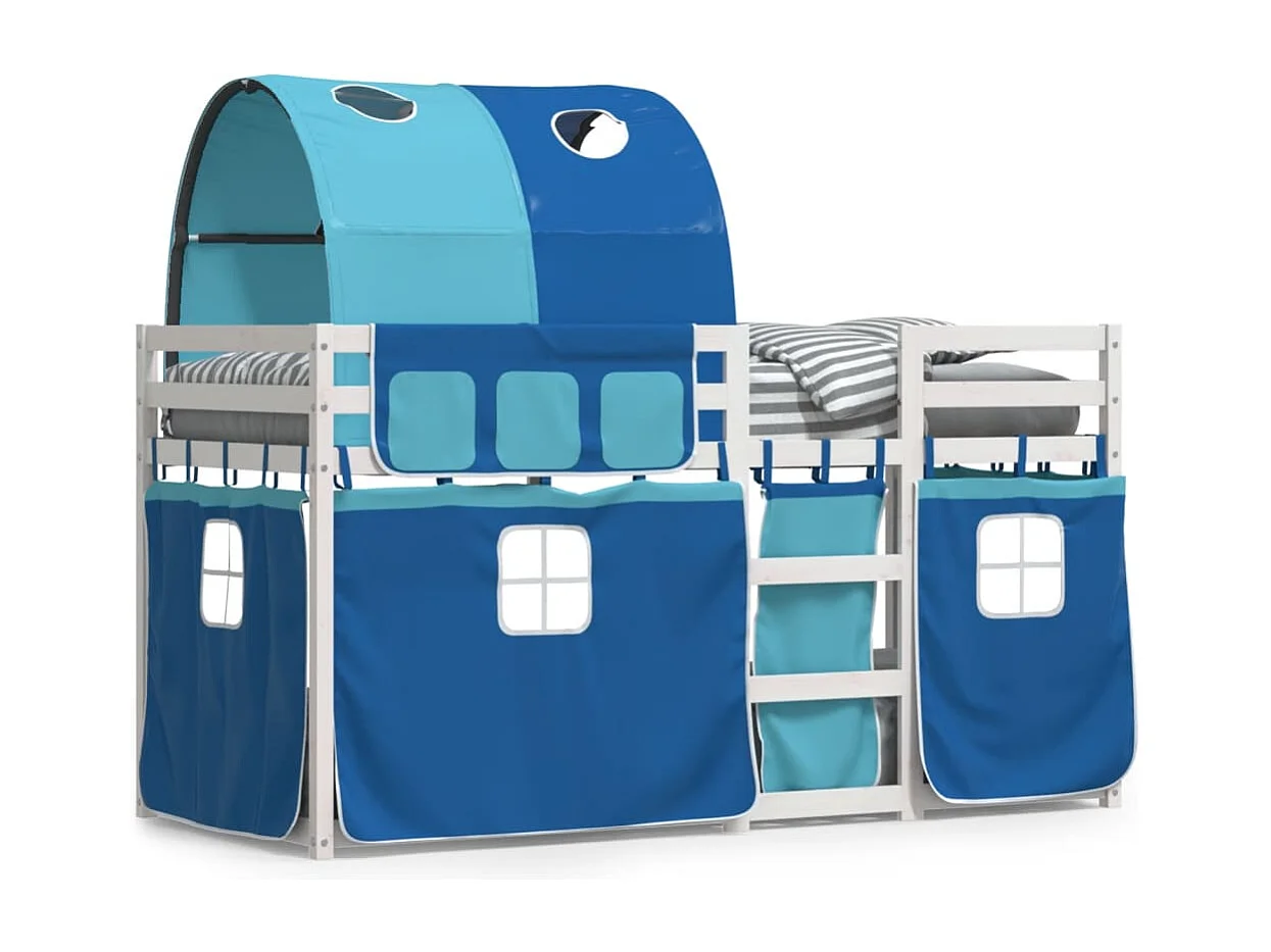 Cama individual | Litera con cortinas madera maciza de pino azul 75x190 cm SHL27468