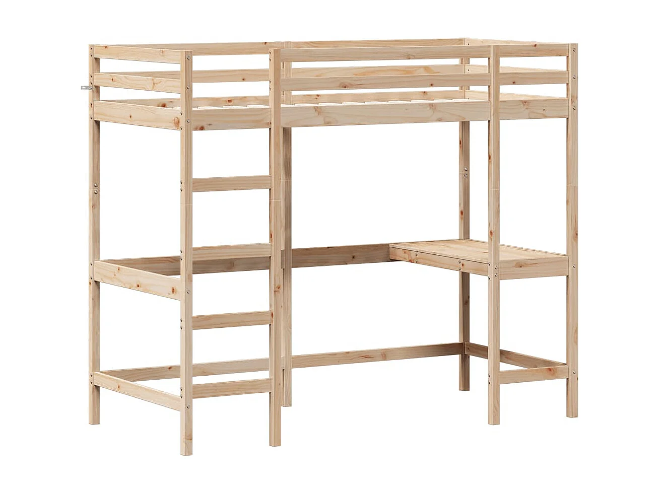 Bettgestell | Kinderbett | Hochbett mit Schreibtisch 100x200 cm Massivholz Kiefer SHL175313