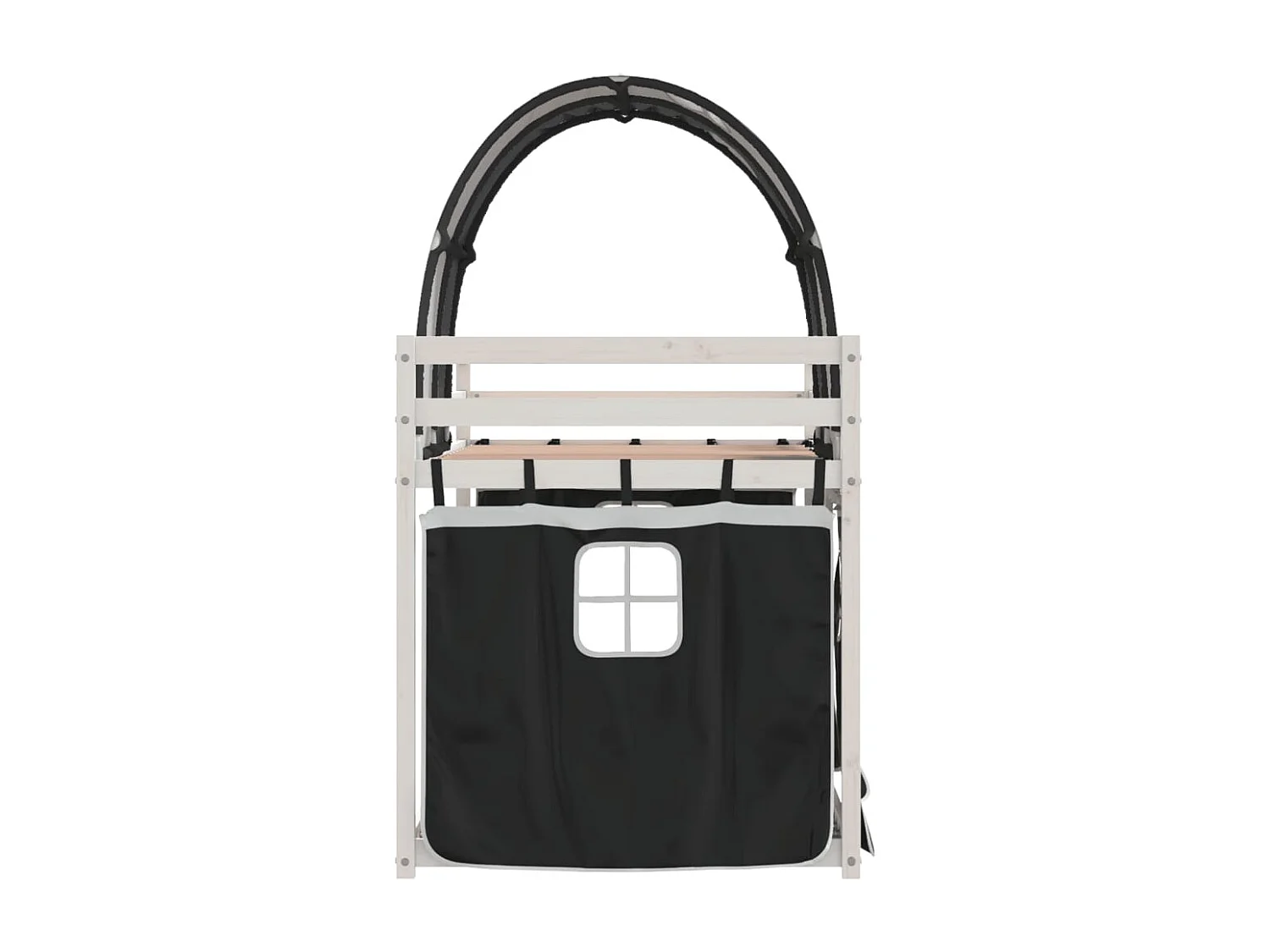 Litera con cortinas madera maciza pino blanco y negro 80x200 cm SHL90560