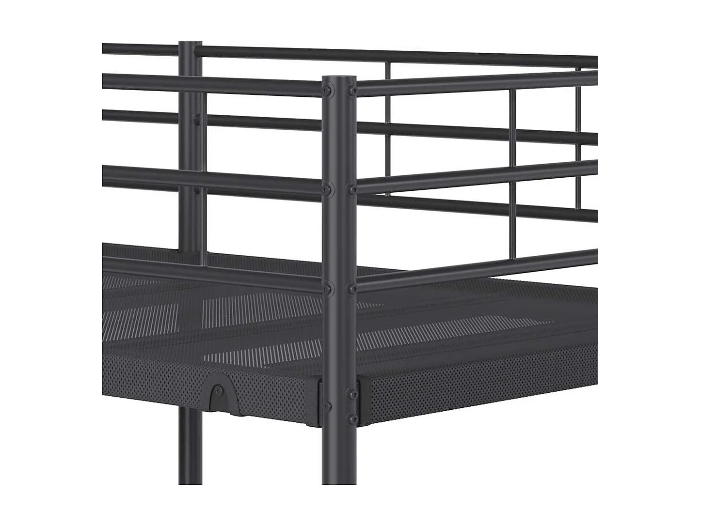 Lit simple-Lit superposé enfant sans matelas noir 90x190 cm acier