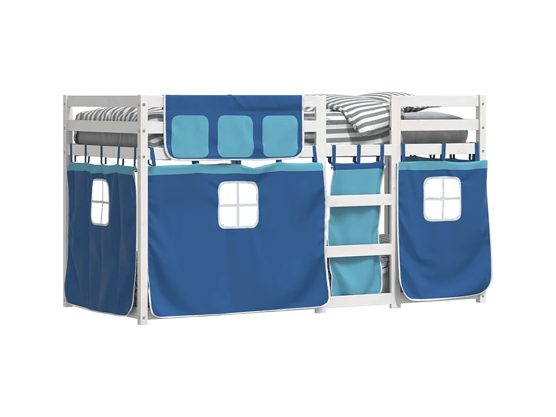 Lit simple-Lit superposé enfant sans matelas bleu 80x200 cm bois de pin massif