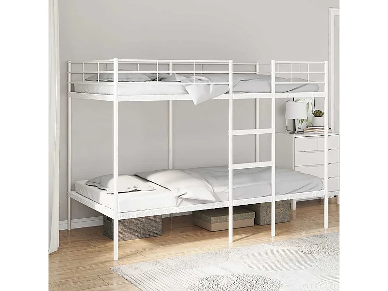 Lit simple-Lit superposé enfant sans matelas blanc 100x200 cm acier