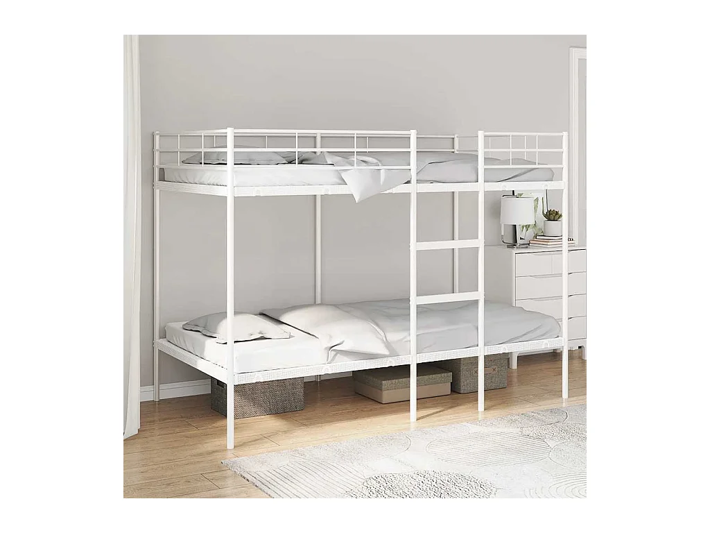 Lit simple-Lit superposé enfant sans matelas blanc 100x200 cm acier