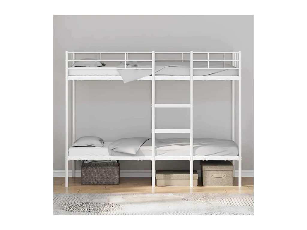 Lit simple-Lit superposé enfant sans matelas blanc 80x200 cm acier