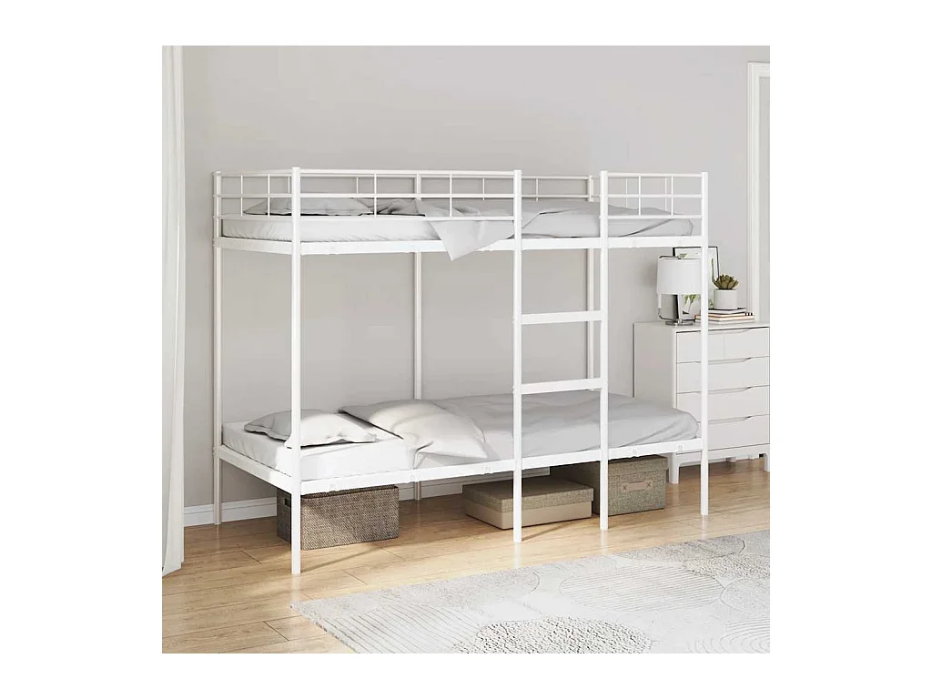 Lit simple-Lit superposé enfant sans matelas blanc 80x200 cm acier