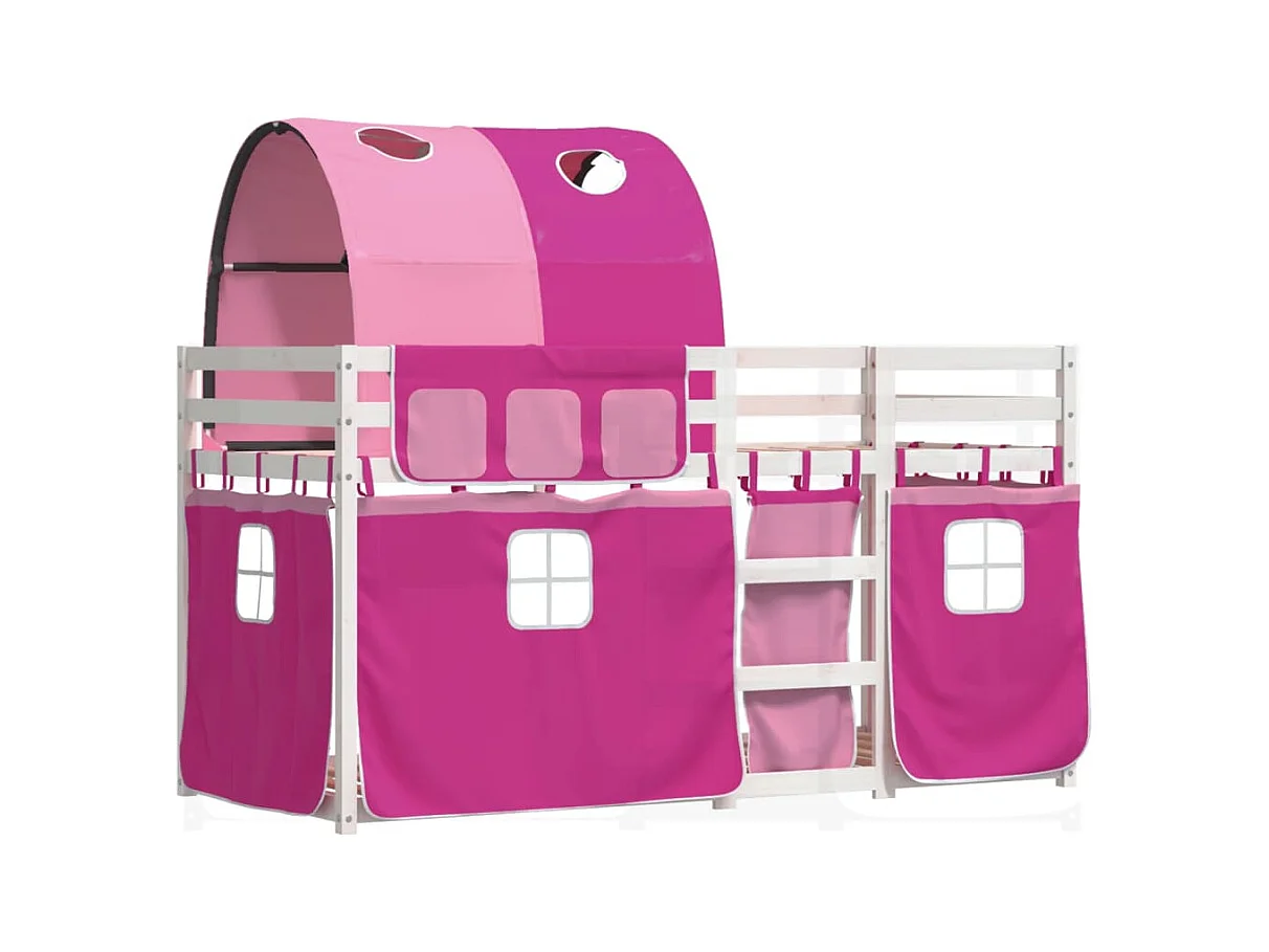 Lit simple-Lit superposé enfant sans matelas rose 75x190 cm bois de pin massif