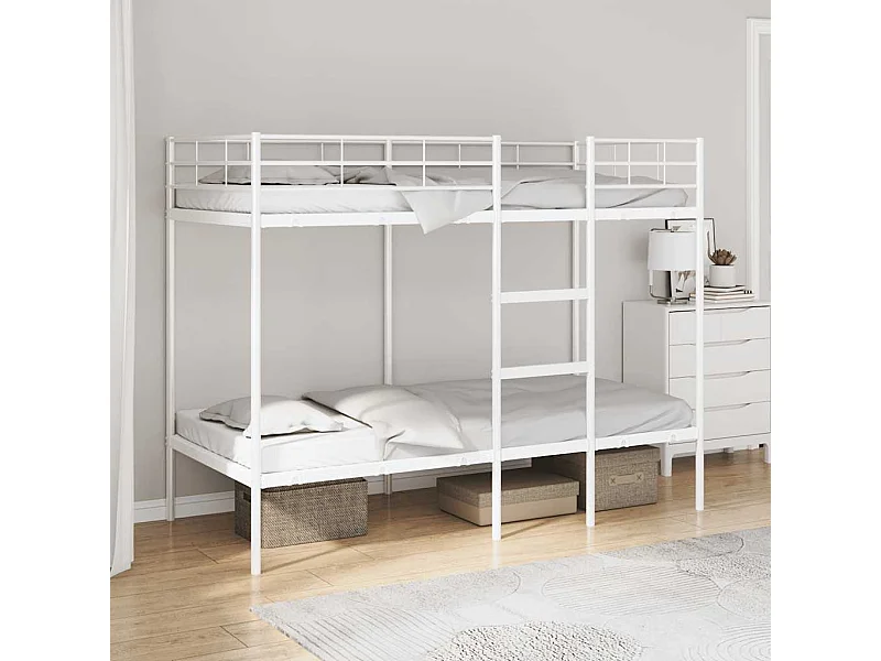 Lit simple-Lit superposé enfant sans matelas blanc 90x190 cm acier