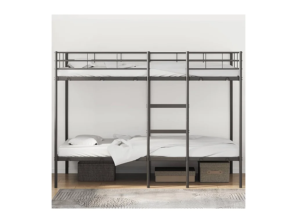 Lit simple-Lit superposé enfant sans matelas noir 100x200 cm acier