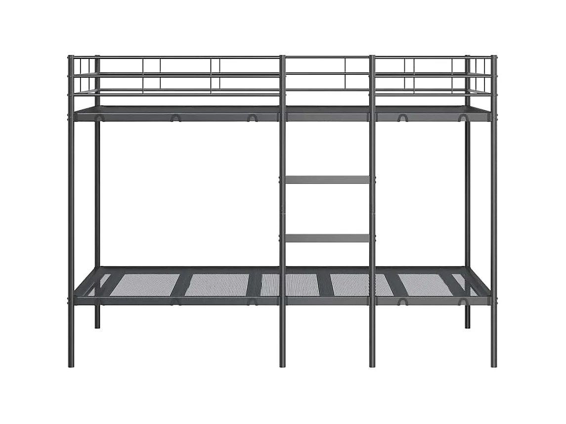 Lit simple-Lit superposé enfant sans matelas noir 100x200 cm acier