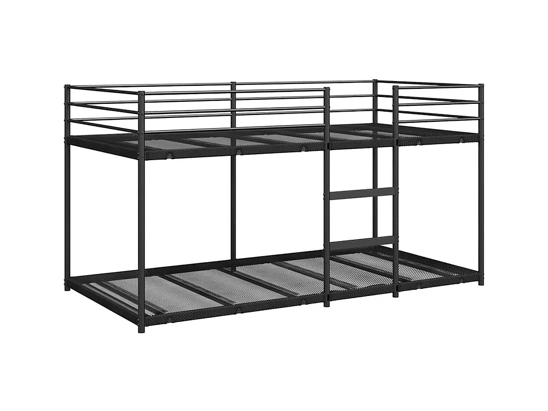 Lit simple-Lit superposé enfant sans matelas noir 90x190 cm acier