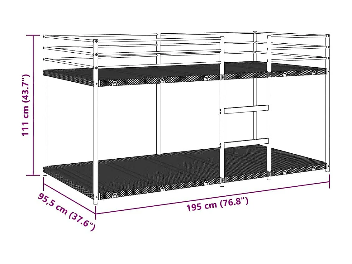 Cama individual | Litera sin colchón acero negro 90x190 cm SHL25683