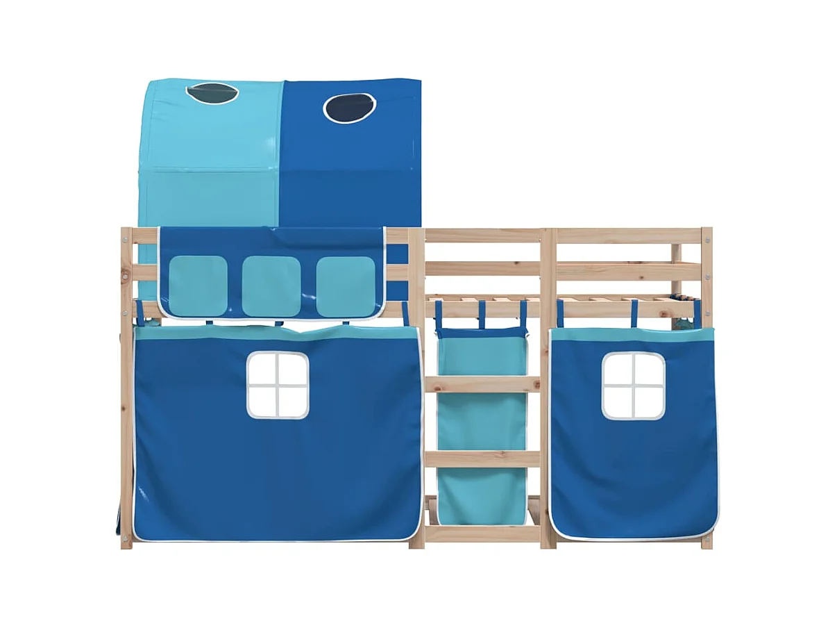 Lit simple-Lit superposé enfant sans matelas bleu 75x190 cm bois de pin massif