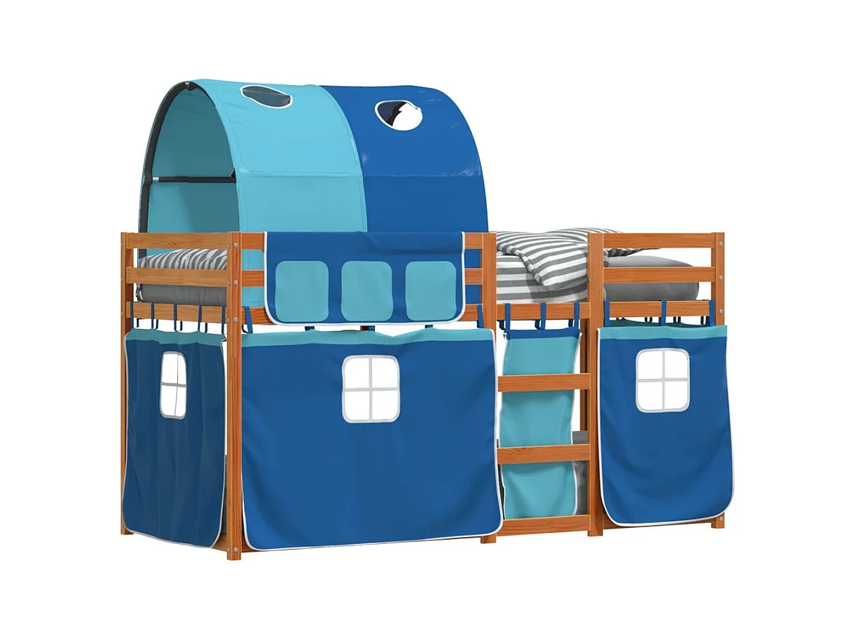 Lit simple-Lit superposé enfant sans matelas bleu 80x200 cm bois de pin massif