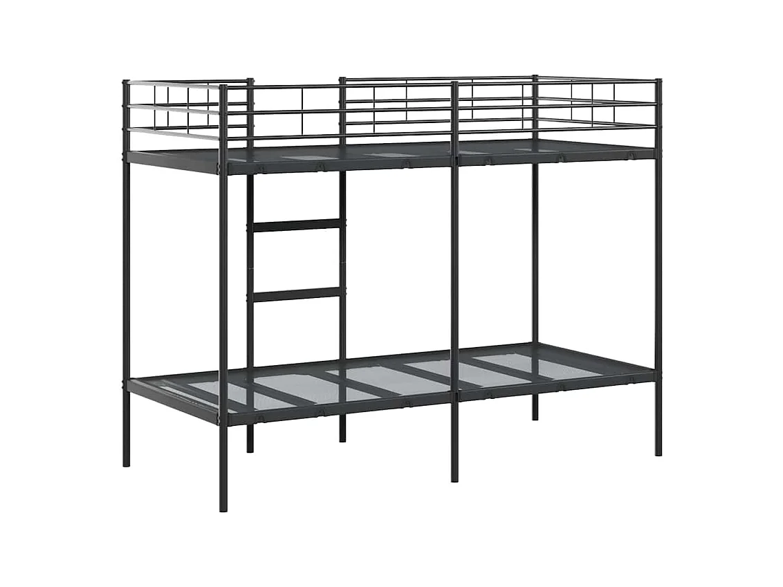 Lit simple-Lit superposé enfant sans matelas noir 100x190 cm acier