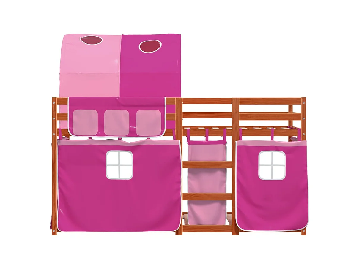 Lit simple-Lit superposé enfant sans matelas rose 80x200 cm bois de pin massif
