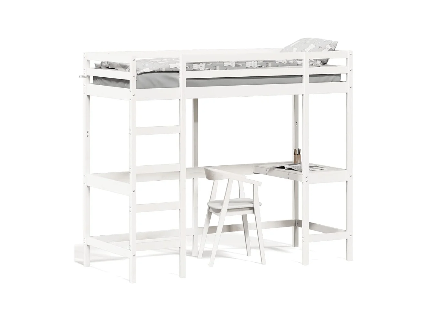 Lit simple-Lit superposé enfant sans matelas blanc 75x190 cm pin massif