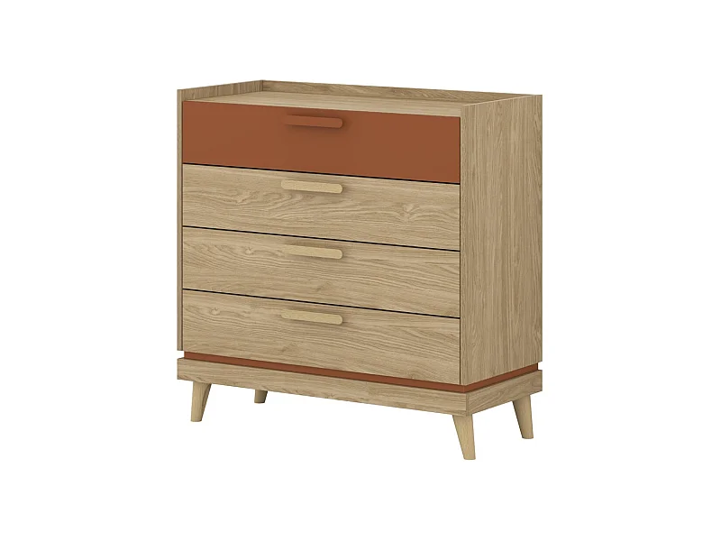 Commode NOKI – Chêne clair et moka – 3 tiroirs style scandinave
