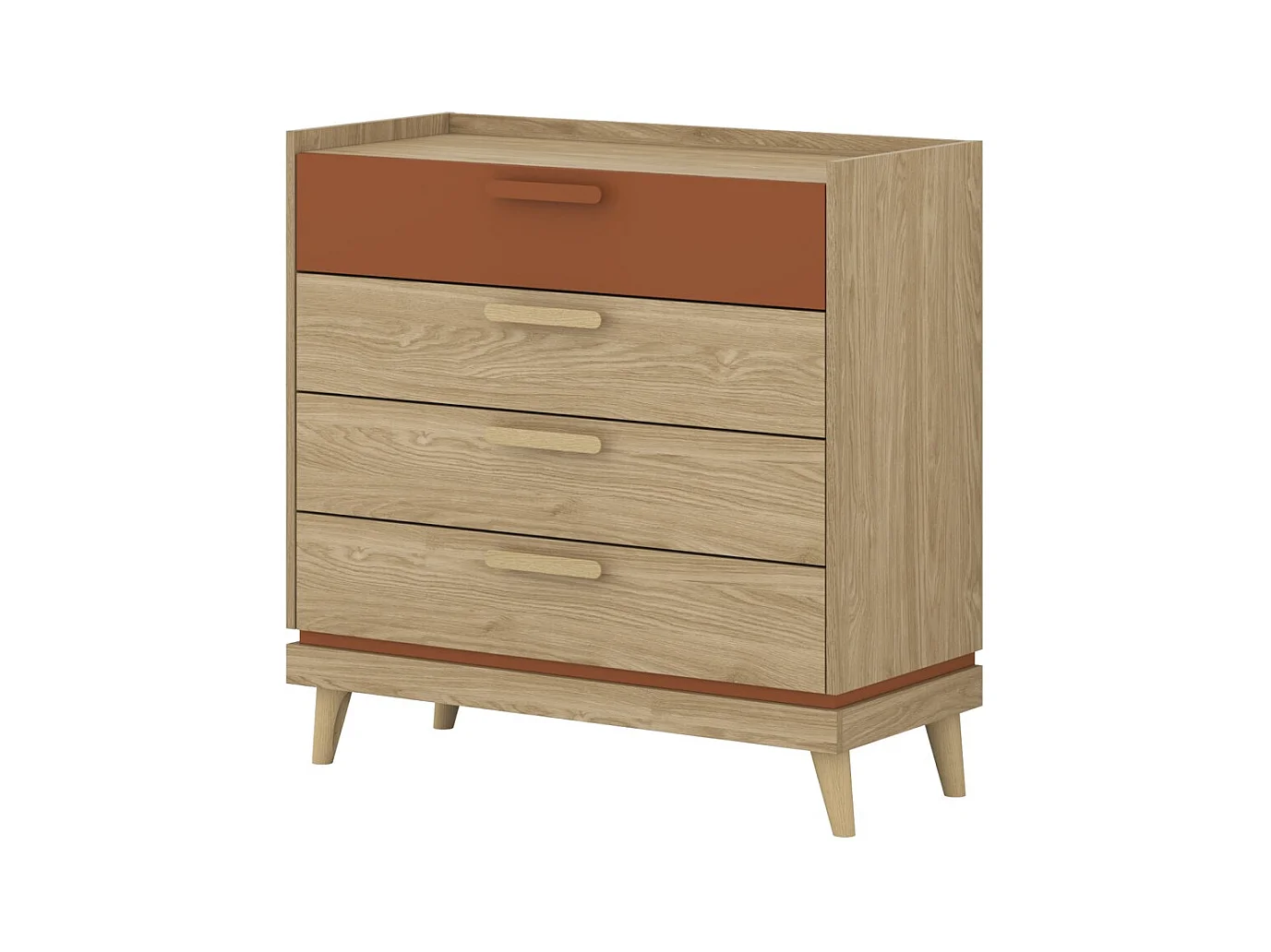 Commode NOKI – Chêne clair et moka – 3 tiroirs style scandinave