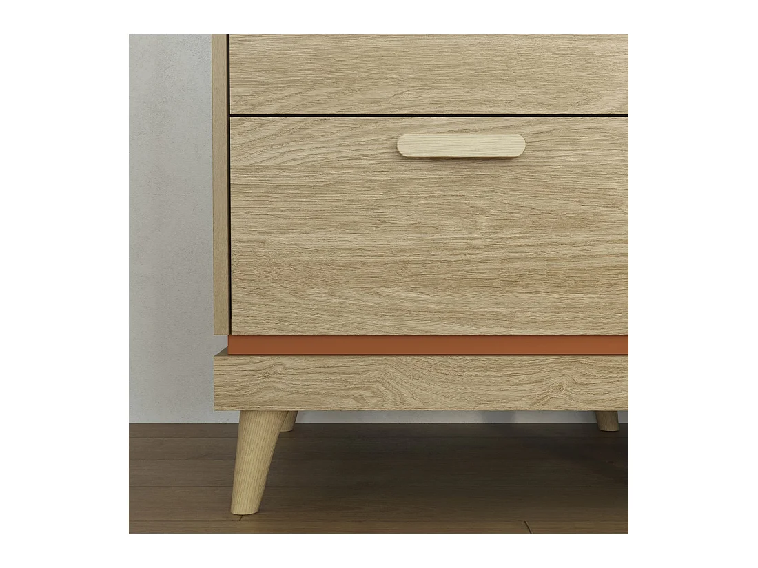 Commode NOKI – Chêne clair et moka – 3 tiroirs style scandinave