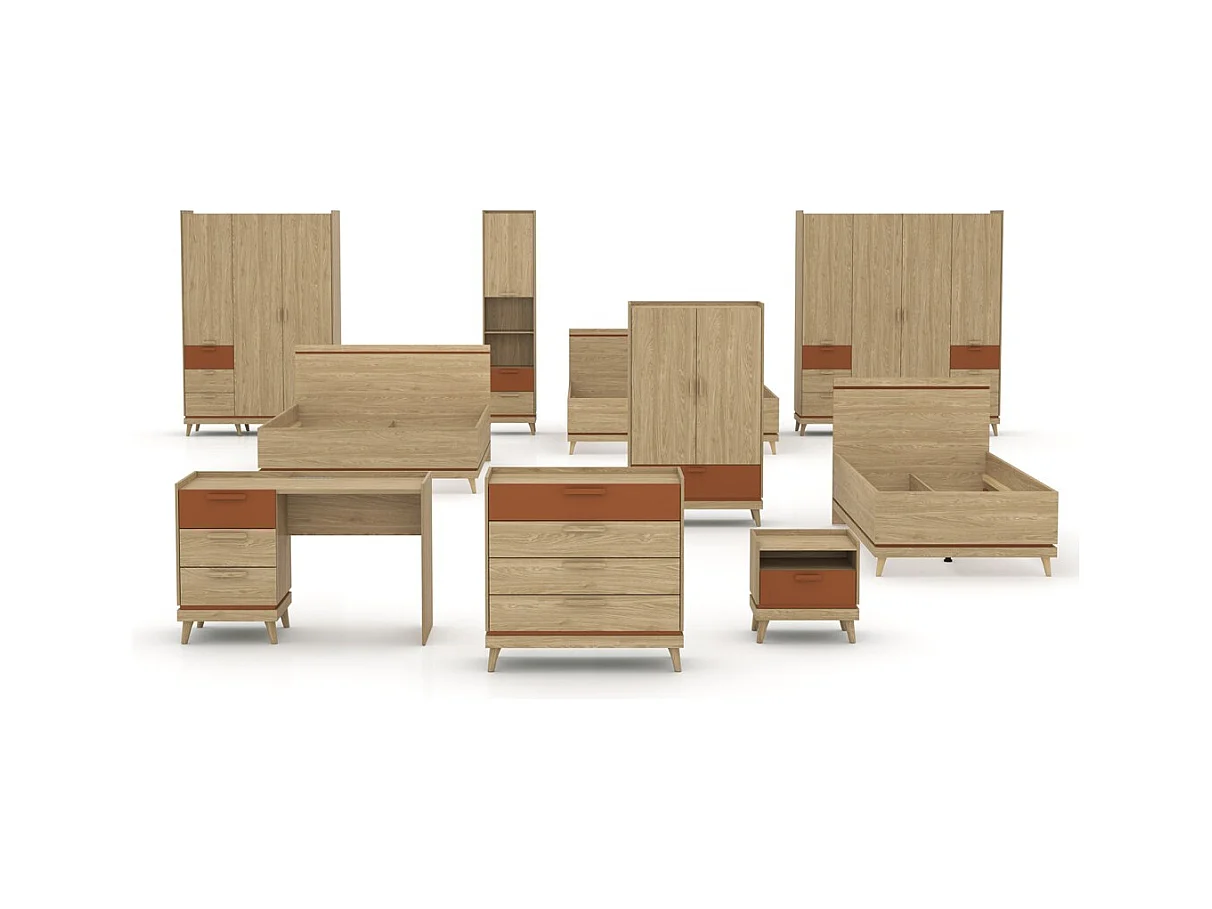 Commode NOKI – Chêne clair et moka – 3 tiroirs style scandinave