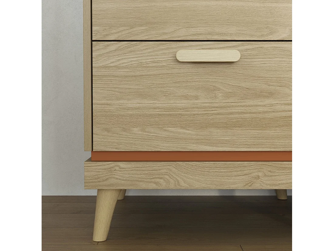 Commode NOKI – Chêne clair et moka – 3 tiroirs style scandinave