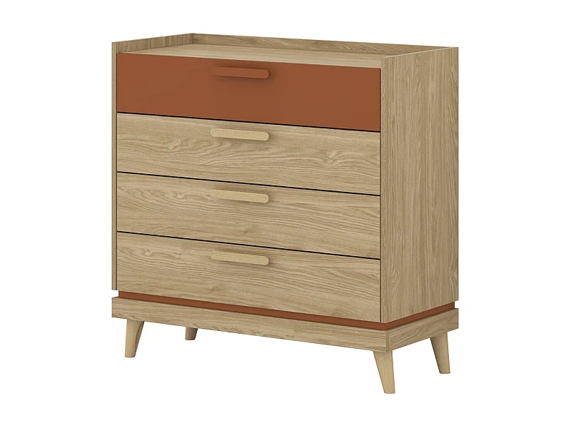 Commode NOKI – Chêne clair et moka – 3 tiroirs style scandinave