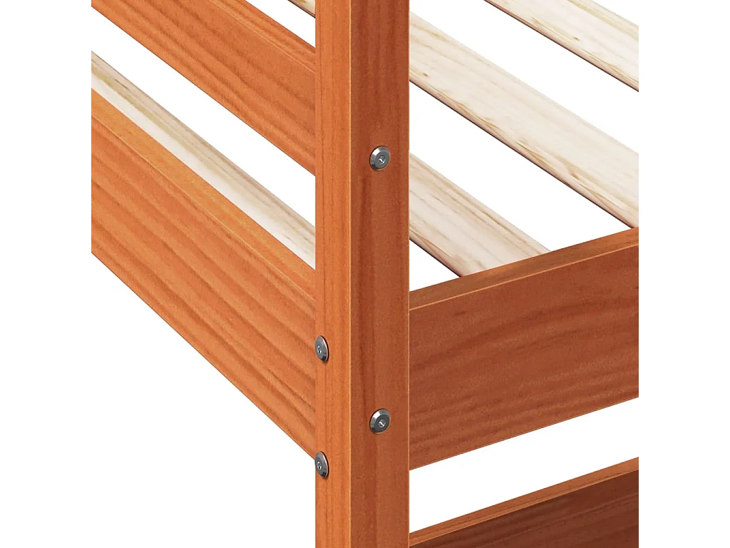 Bettgestell | Kinderbett | Hochbett mit Schreibtisch Wachsbraun 90x190cm Massivholz Kiefer SHL648396