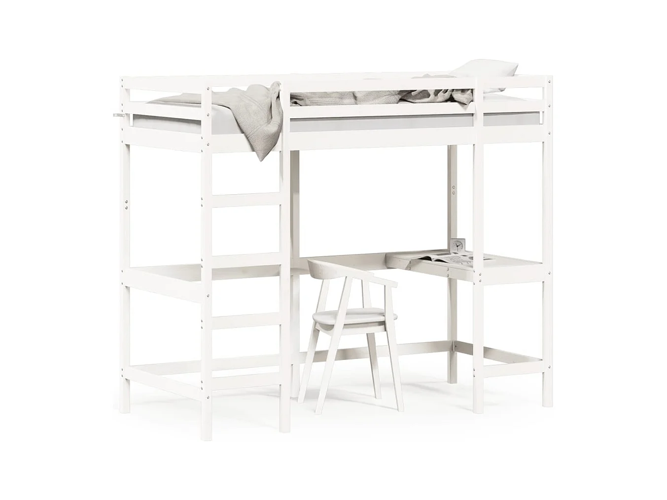 Lit simple-Lit superposé enfant sans matelas blanc 100x200 cm bois de pin massif