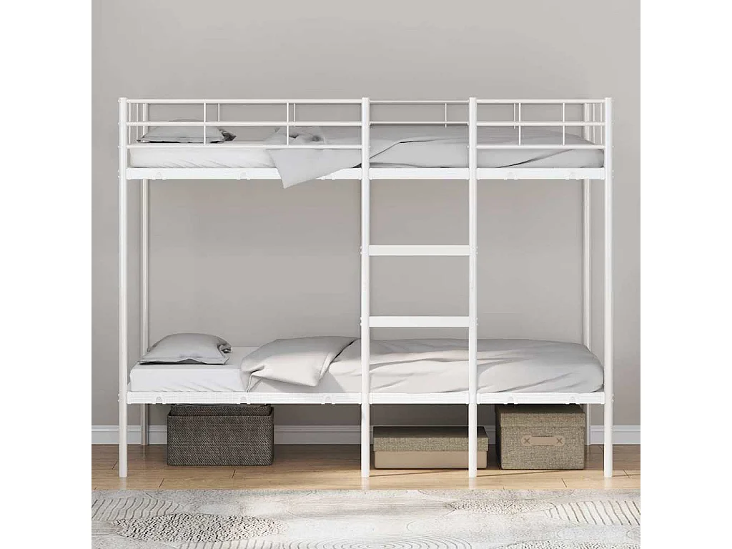 Lit simlpe-Lit superposé enfant-Cadre de lit sans matelas blanc 90x200 cm acier