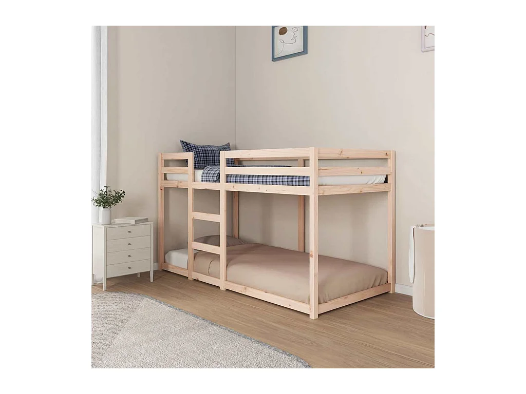 Lit simple-Lit superposé enfant sans matelas 90x190 cm bois de pin massif