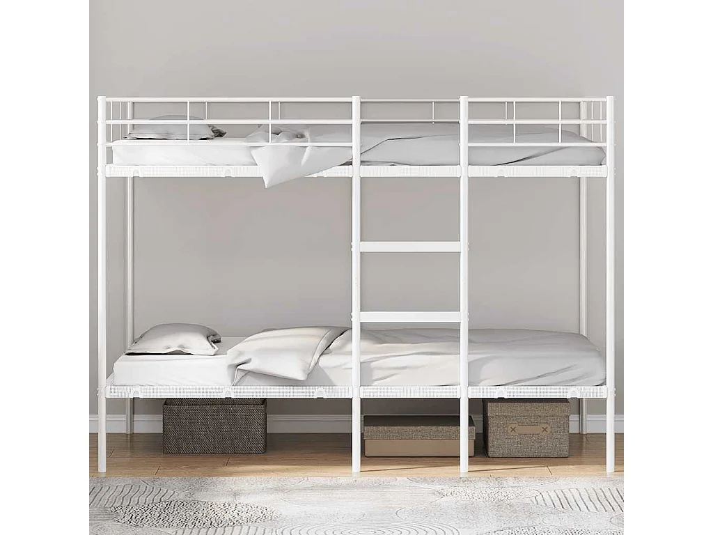 Lit simple-Lit superposé enfant sans matelas blanc 107x203 cm acier