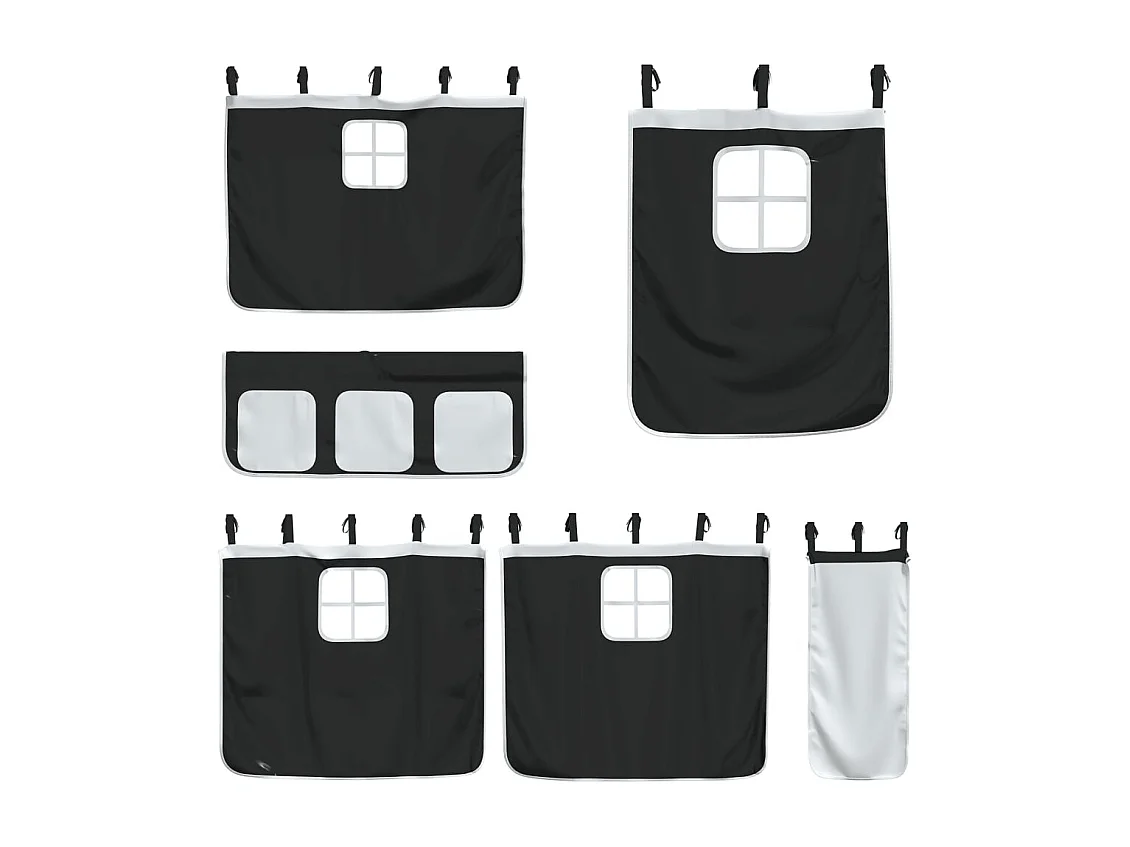 Beliche infantil com cortinas 75x190cm pinho maciço branco e preto SHL546223