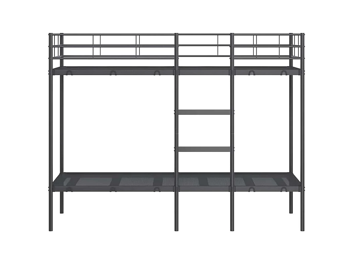 Lit simple-Lit superposé enfant sans matelas noir 80x200 cm acier