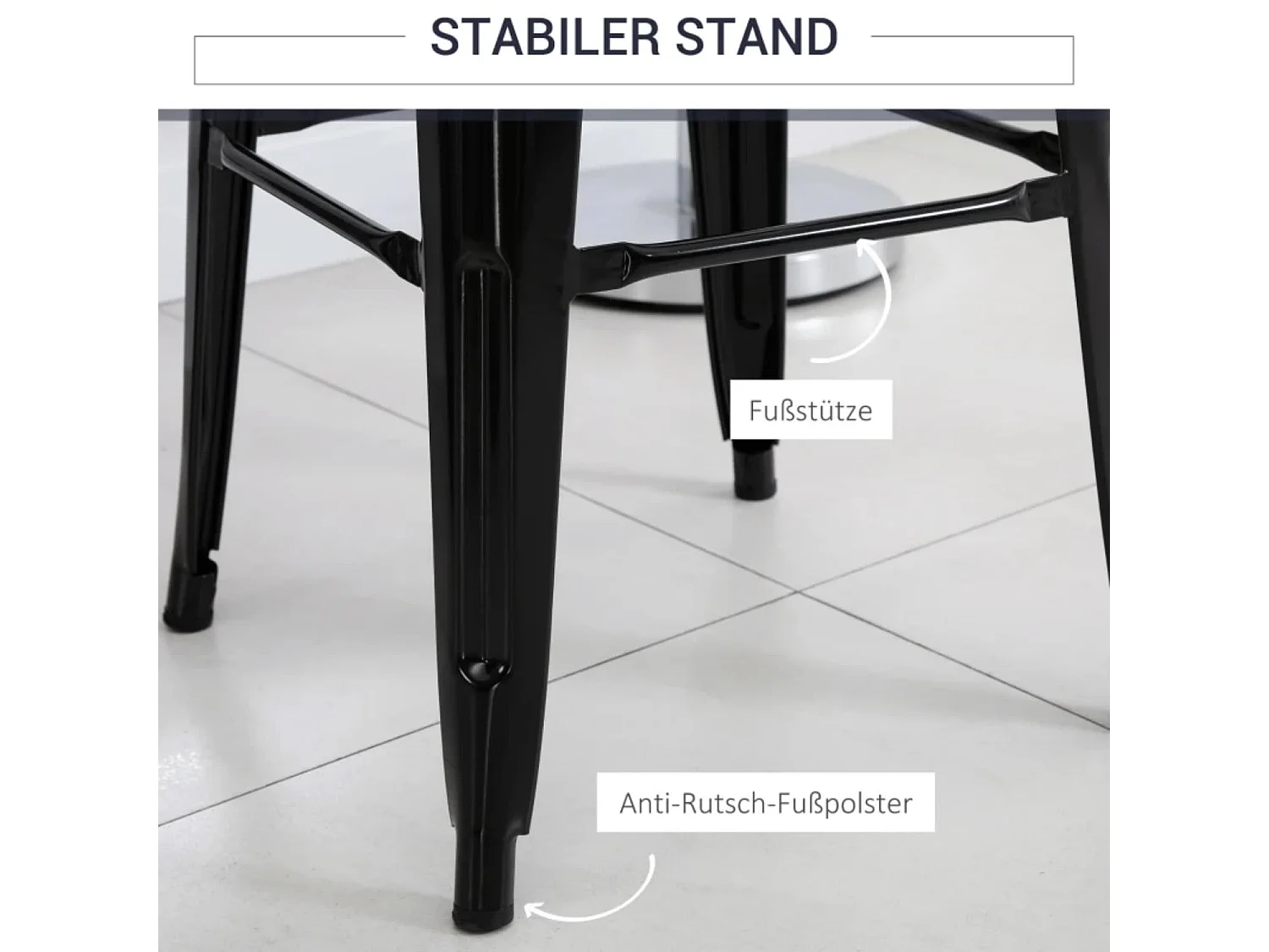 4er-Set Barhocker aus Metall, für drinnen und draußen, stapelbares Design, Schwarz