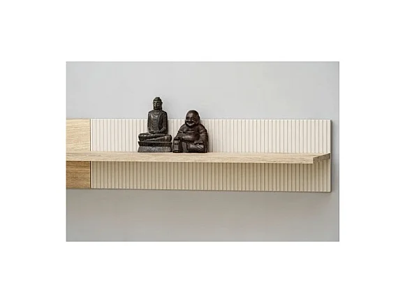 Étagère murale ERINA – Chêne clair et beige – 160 cm