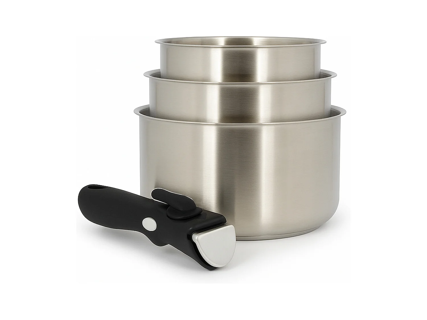 Menastyl - Lot De 3 Casseroles Iris 16/18 Et 20cm En Acier Inoxydable Avec Poignee